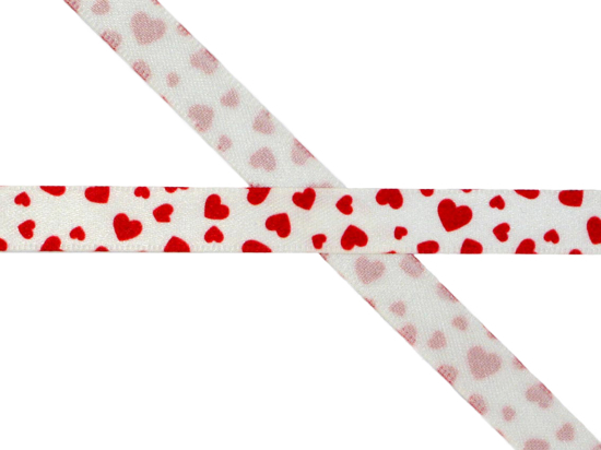 Hearts Printed Satin Ribbon