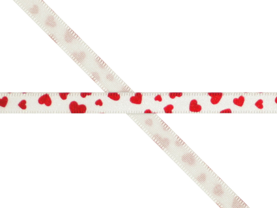 7mm hearts printed satin ribbon